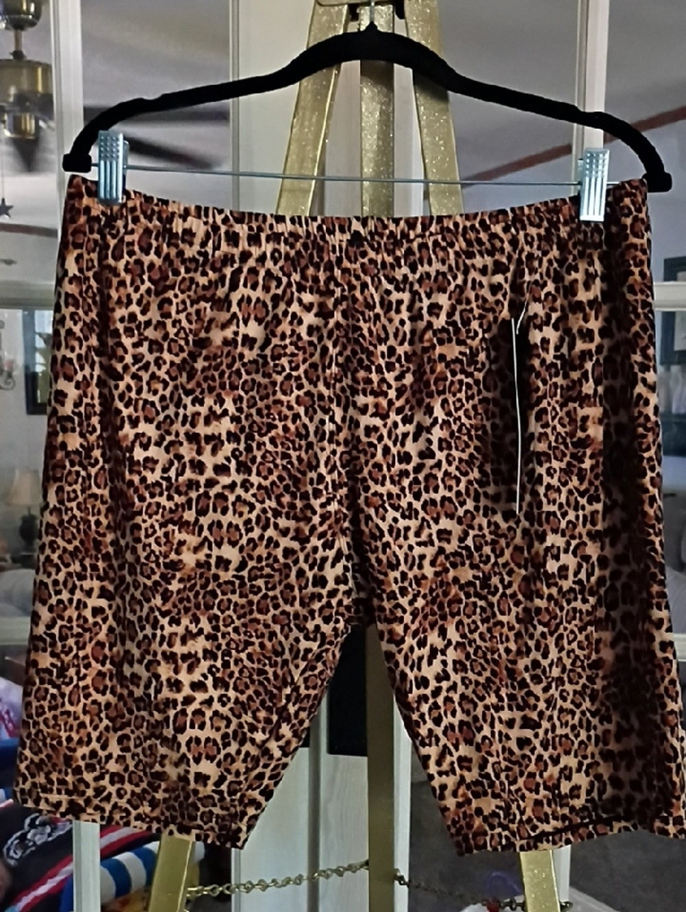 Leggings Depot Leopard Print Bike Shorts - Brown Tan Black